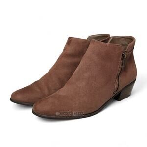 Madeline Girl Faux Suede Ankle Booties Brown Side Zip Boots Size 9.5